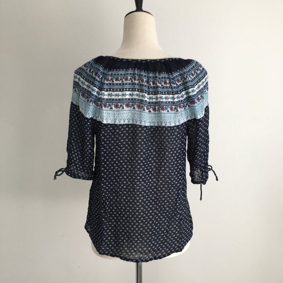 LUCKY BRAND Multi Color Mixed Print Tie Collar & Sleeves Shirt - Picture 8 of 8